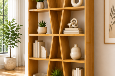 Modern Geometric Wooden Bookshelf