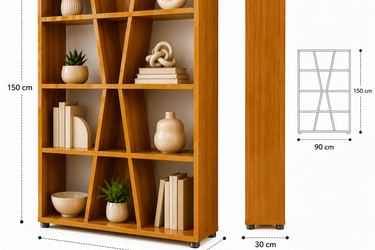 Modern Geometric Wooden Bookshelf