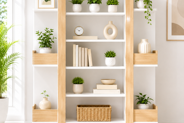 Modern Oak & White Storage Bookshelf