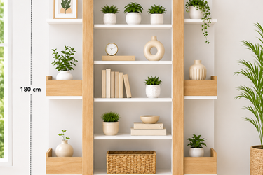 Modern Oak & White Storage Bookshelf