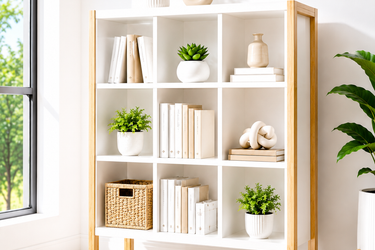 Modern Bookshelf with LED Lighting & Wood Accent