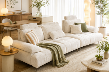 Modern White Sofa with Adjustable Headrest Comfort Model No: BS1111
