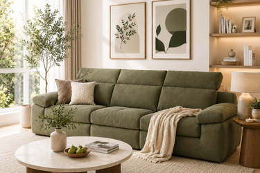 Modern White Linen Sofa with Solid Wood Frame Model No: BS1222