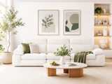 Modern White Linen Sofa with Solid Wood Frame Model No: BS1222