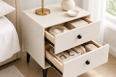 Modern Minimalist 2-Drawer Nightstand with Legs