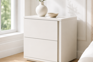 White Color Elegant Nightstand with Drawers