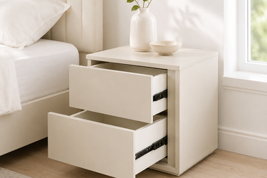 White Color Elegant Nightstand with Drawers