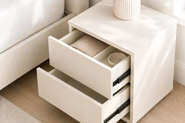 White Color Elegant Nightstand with Drawers
