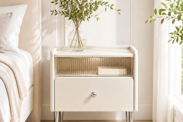 Cheese White Bedside Table with Drawer