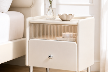 Cheese White Bedside Table with Drawer