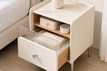 Cheese White Bedside Table with Drawer