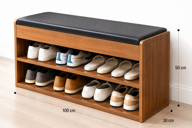 Modern Wooden Shoe Storage Bench