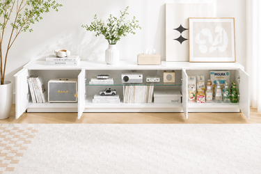 Modern TV Stand with Solid Wood Legs and Spacious Storage Model No: TV219
