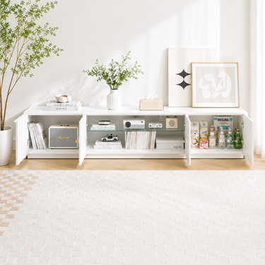 Modern TV Stand with Solid Wood Legs and Spacious Storage Model No: TV219
