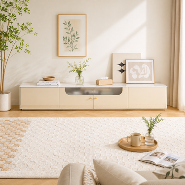 Modern TV Stand with Solid Wood Legs and Spacious Storage Model No: TV219