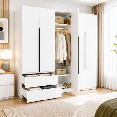 Elegant White Wardrobe Different Style Model No: WR216