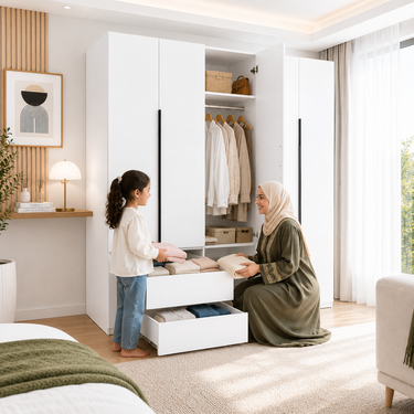 Elegant White Wardrobe Different Style Model No: WR216