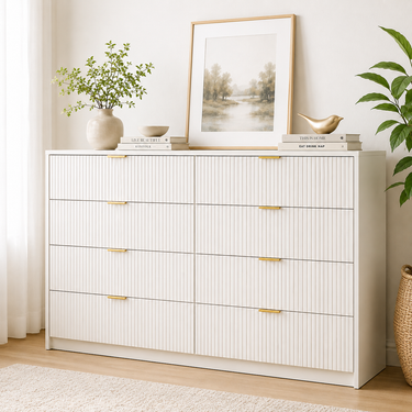 Modern 8 Drawer Fluted Dresser Model No: DR226