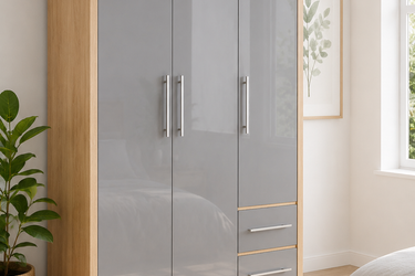 Modern 3 Door Wardrobe with 2 Drawers Model No: WR310