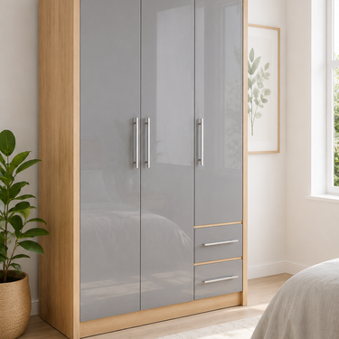 Modern 3 Door Wardrobe with 2 Drawers Model No: WR310