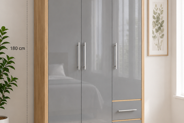 Modern 3 Door Wardrobe with 2 Drawers Model No: WR310