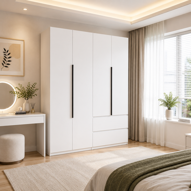 Elegant White Wardrobe Different Style Model No: WR331