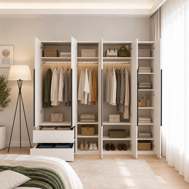 Elegant White Wardrobe Different Style Model No: WR141