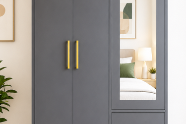 Modern 2-Door Wardrobe with Mirror & Drawers Model No: WR813